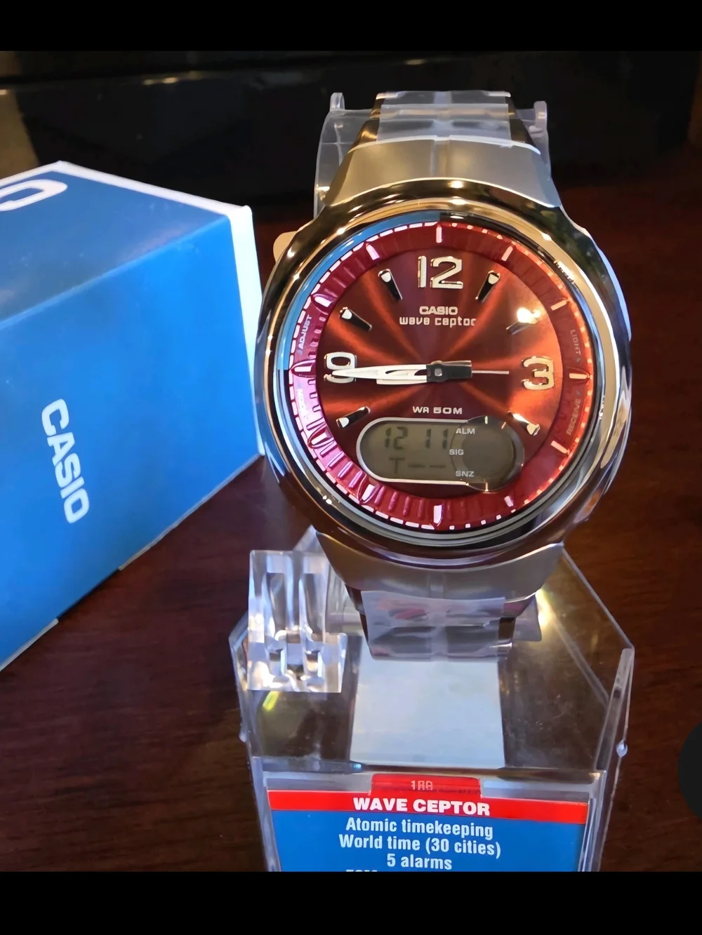 Casio Analog-Digital Men's Watch in Brown and Silver Tones
